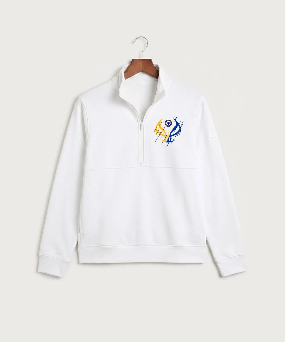 Davenport North High School Basketball Team Store - White Nike Club Fleece Sleeve Swoosh 1/2-Zip NKDX6718