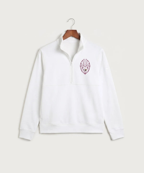 Stockton High School Football - White Nike Club Fleece Sleeve Swoosh 1/2-Zip NKDX6718
