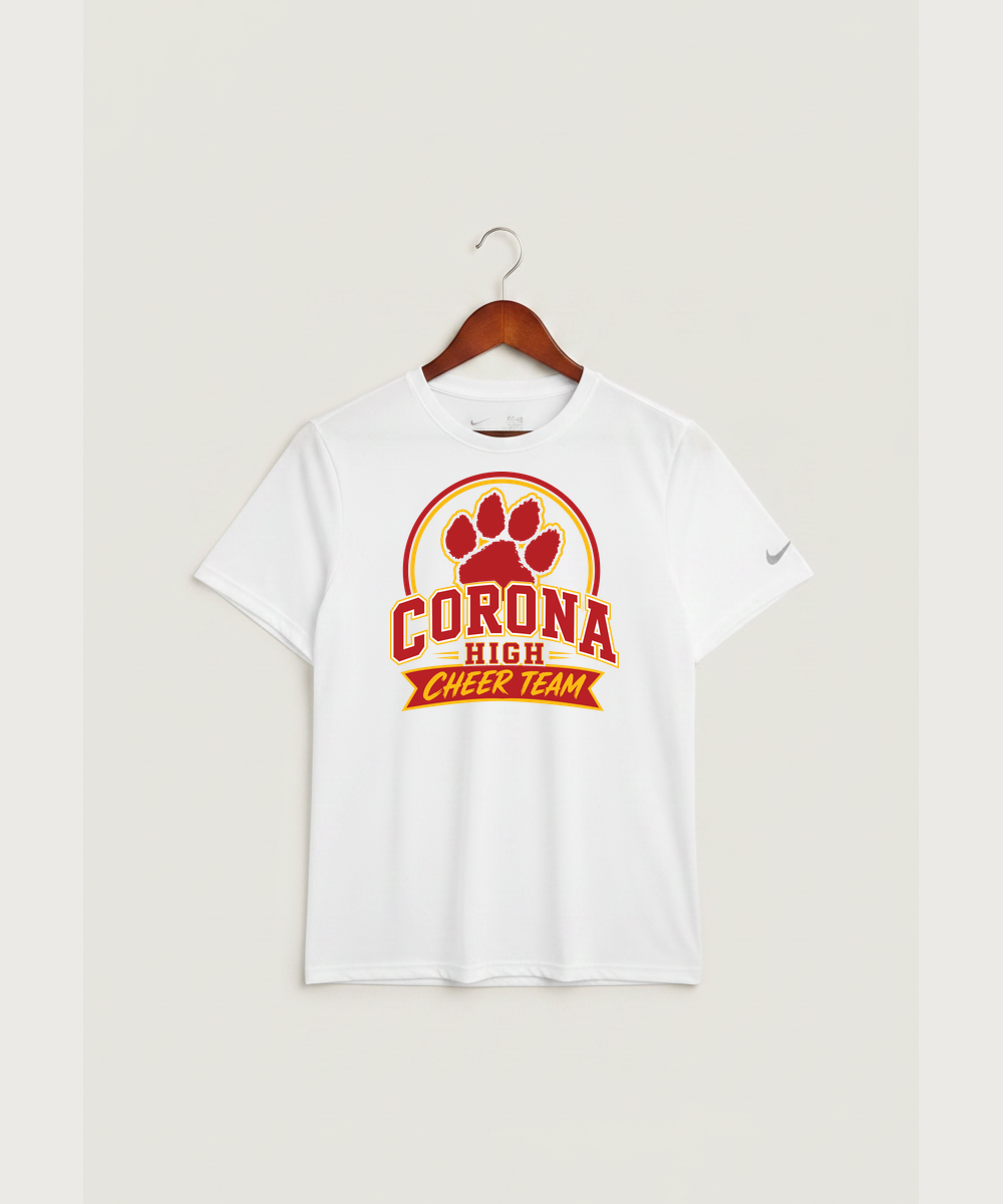 Corona Senior High School Cheer - White Nike Swoosh Sleeve rLegend Tee NKDX8730