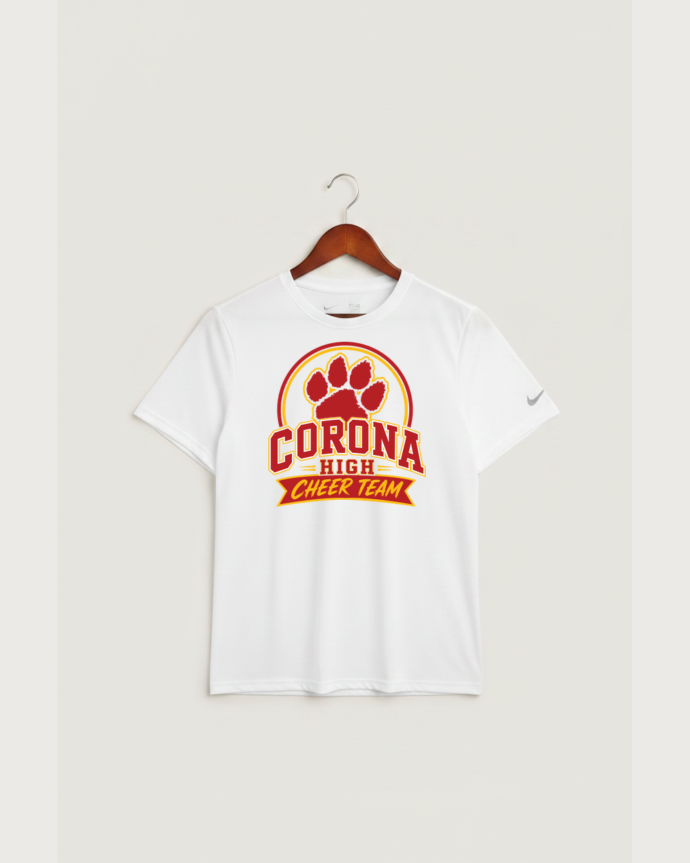Corona Senior High School Cheer - White Nike Swoosh Sleeve rLegend Tee NKDX8730