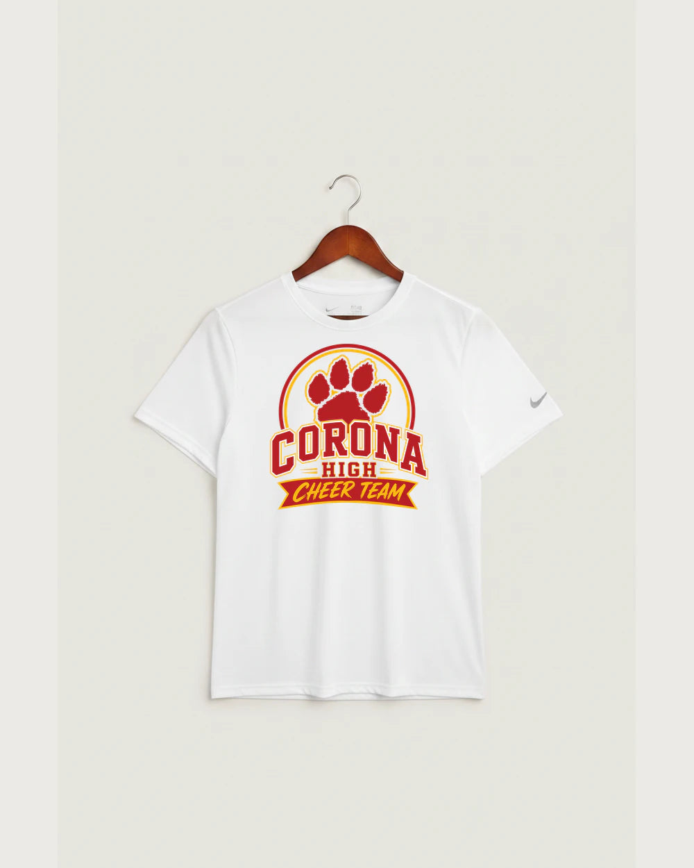 Corona Senior High School Cheer - White Nike Swoosh Sleeve rLegend Tee NKDX8730