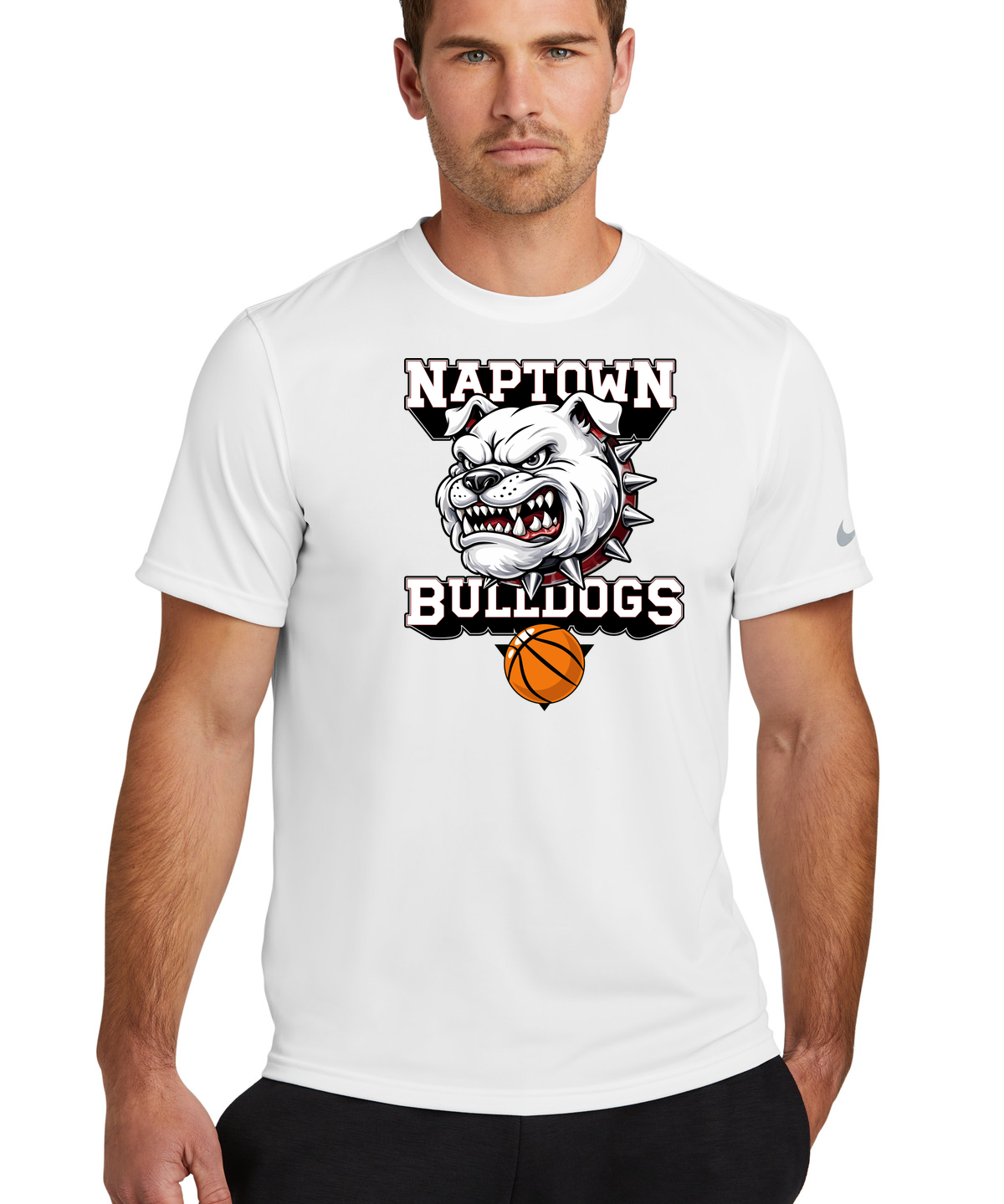 Naptown basketball_boys - White Nike Swoosh Sleeve rLegend Tee NKDX8730