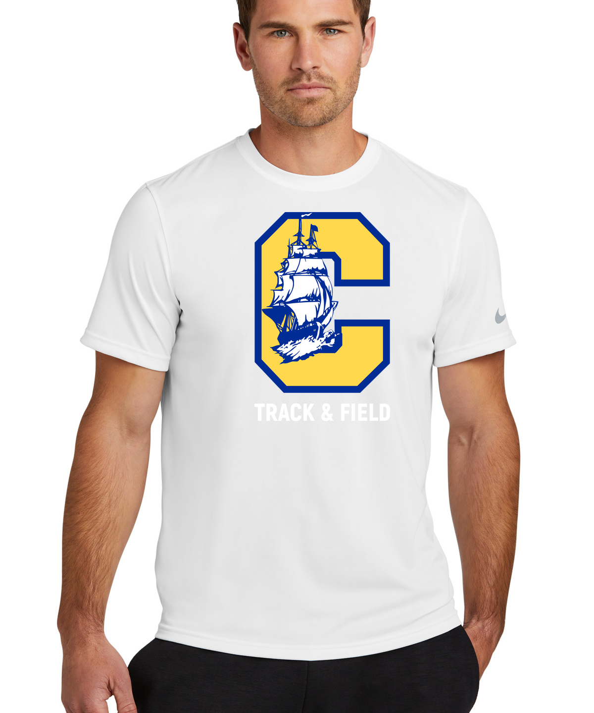 Clearview High School track_field - White Nike Swoosh Sleeve rLegend Tee NKDX8730