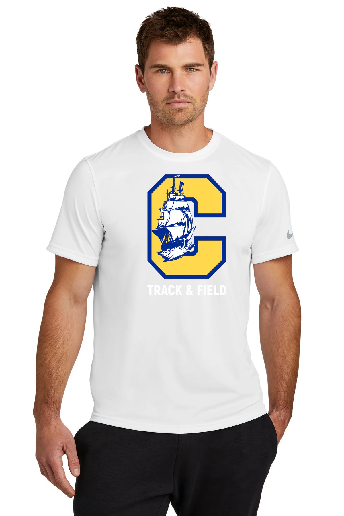 Clearview High School track_field - White Nike Swoosh Sleeve rLegend Tee NKDX8730