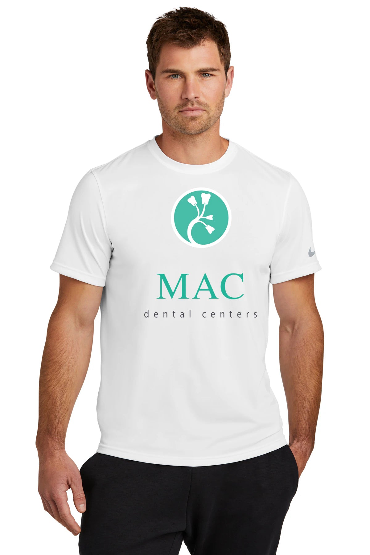 Mac Dental Business - White Nike Swoosh Sleeve rLegend Tee NKDX8730