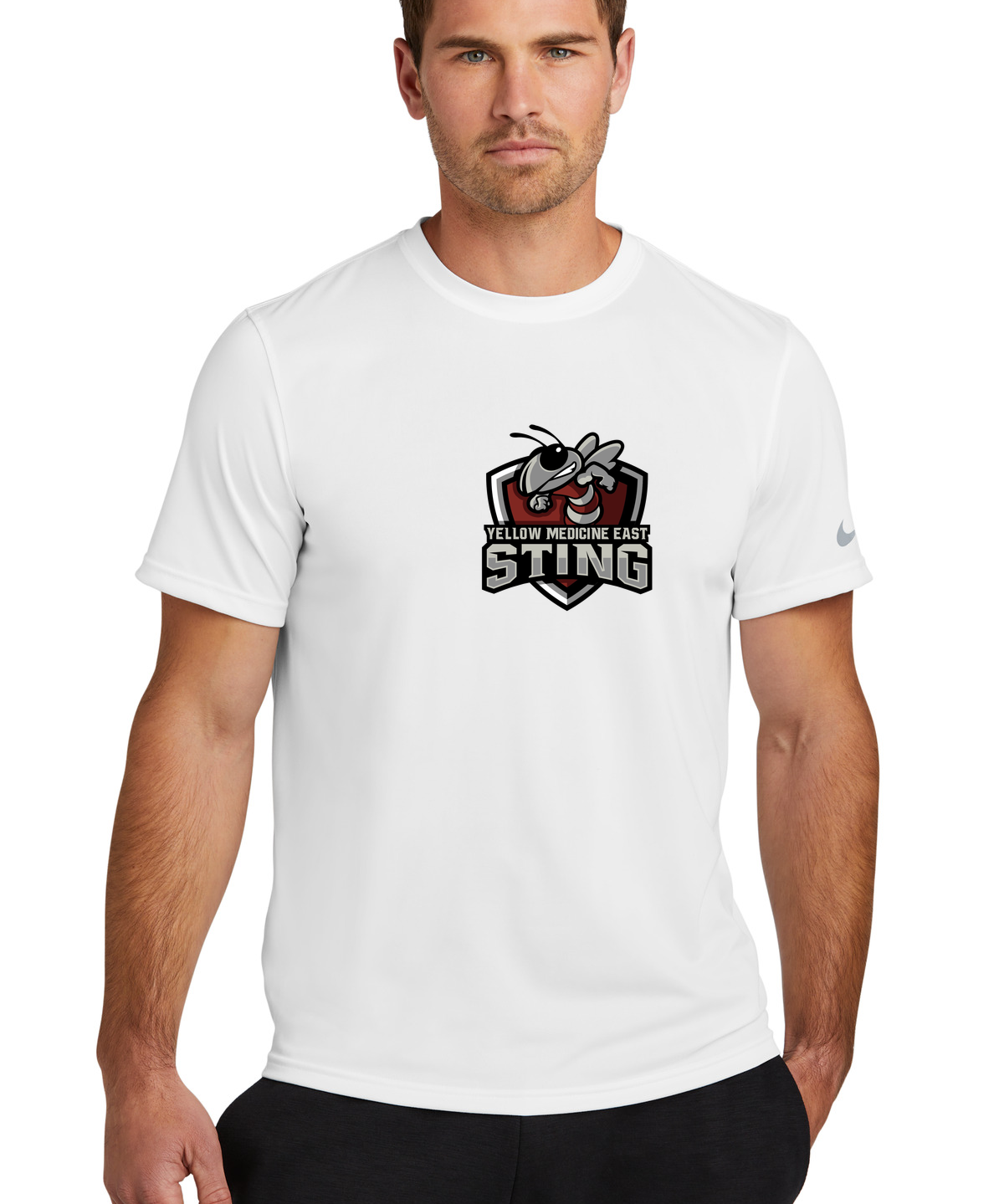 Yellow Medicine East Athletics - White Nike Swoosh Sleeve rLegend Tee NKDX8730