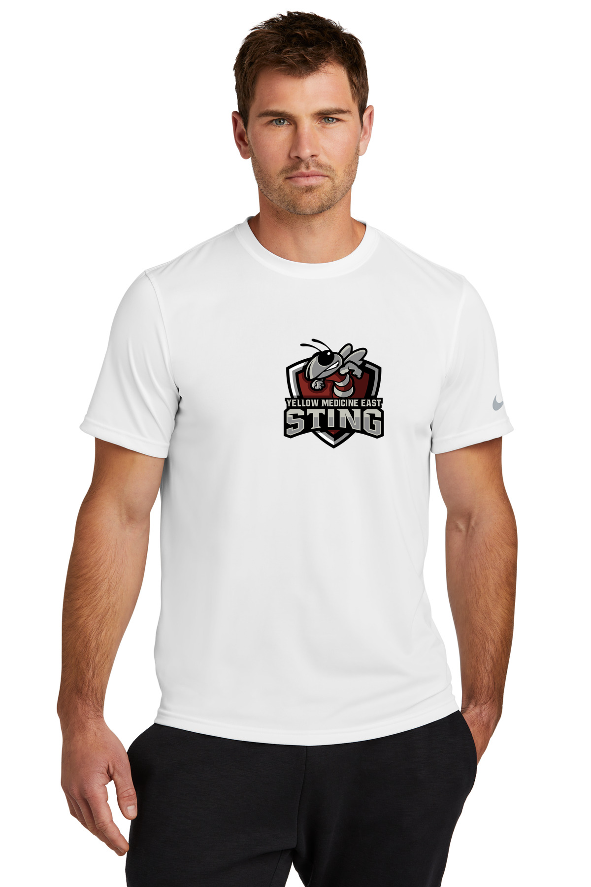 Yellow Medicine East Athletics - White Nike Swoosh Sleeve rLegend Tee NKDX8730