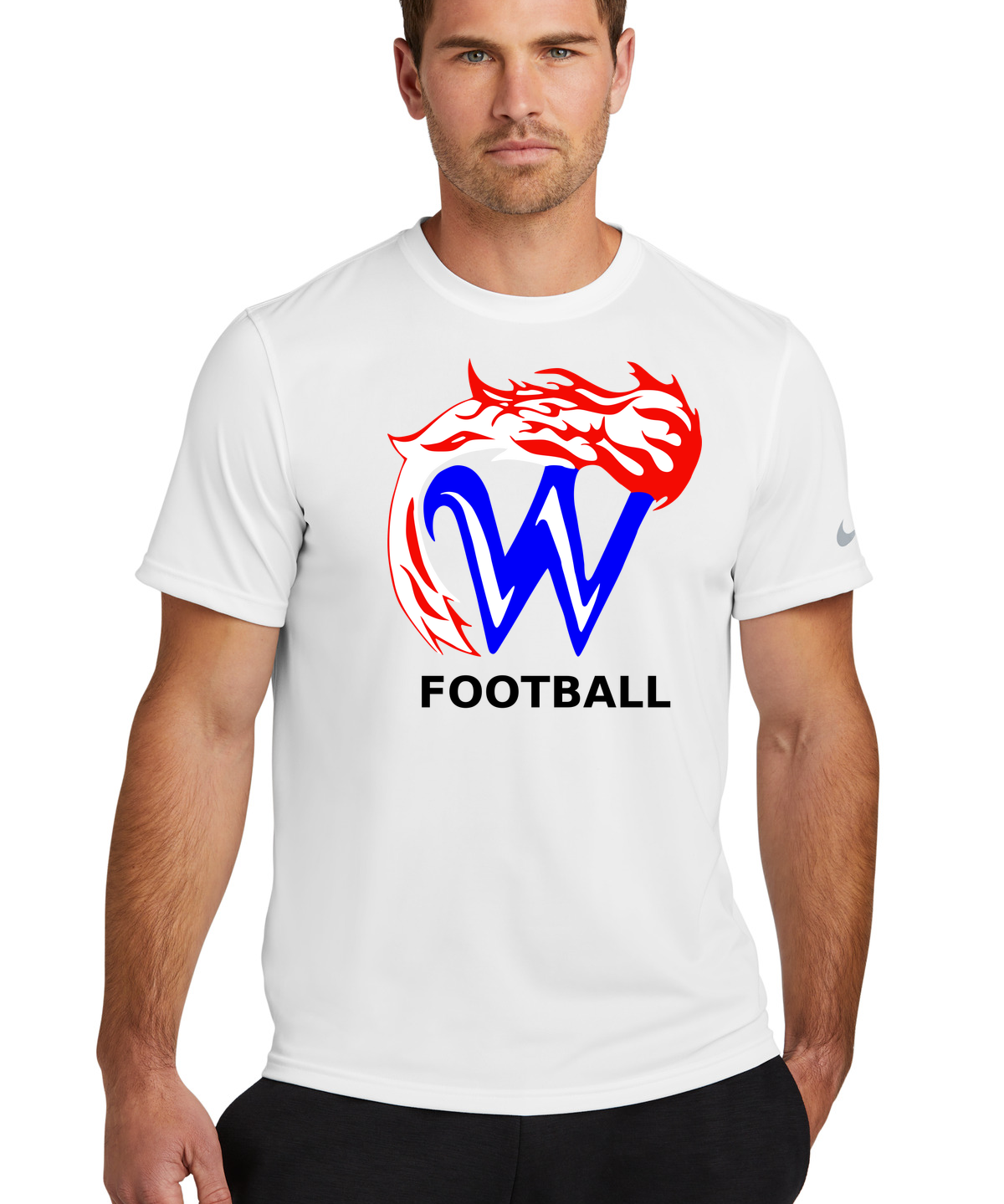 Waupaca High School Football - White Nike Swoosh Sleeve rLegend Tee NKDX8730