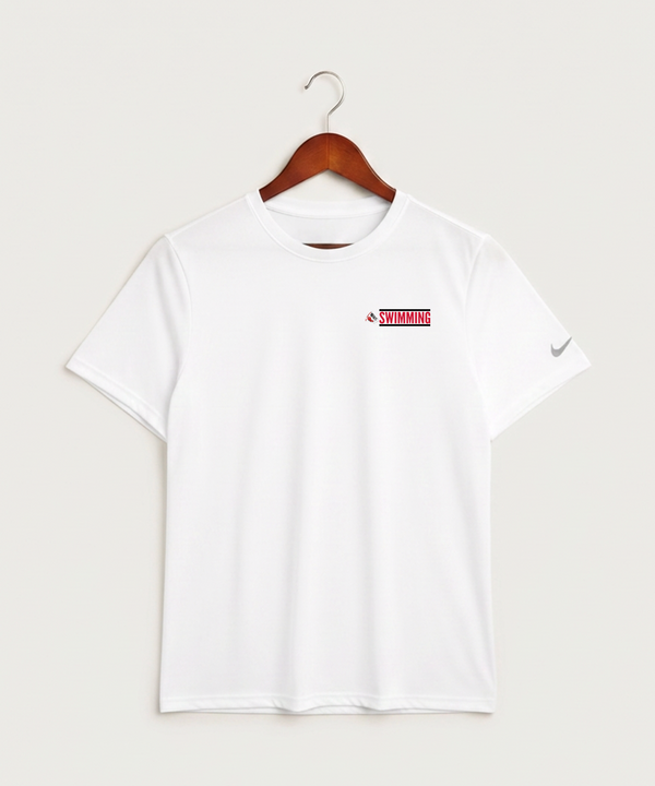 John Marshall High School Swim Dive Girls - White Nike Swoosh Sleeve rLegend Tee NKDX8730