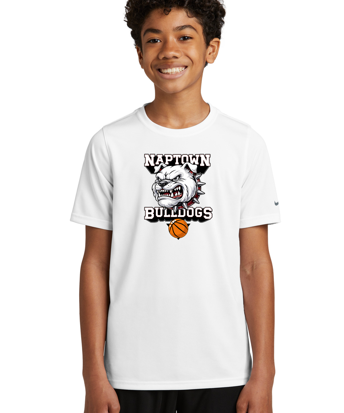 Naptown basketball_boys - White Nike Youth Swoosh Sleeve rLegend Tee NKDX8787
