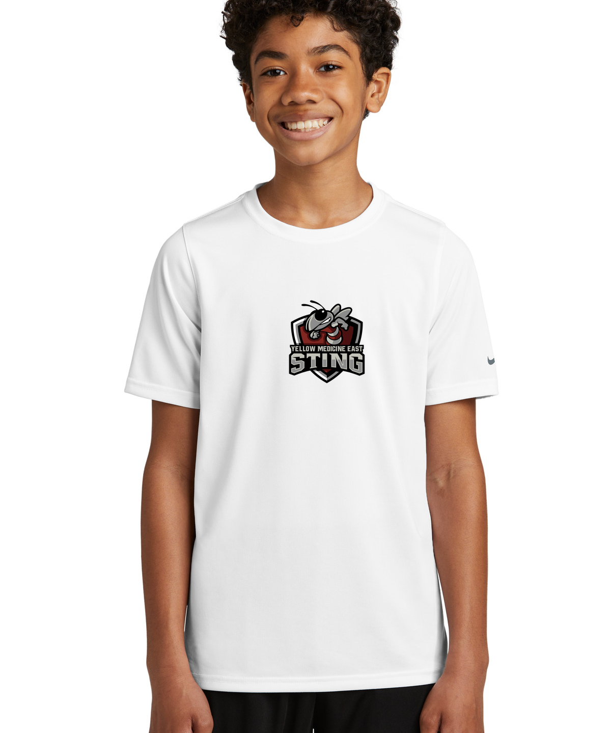 Yellow Medicine East Athletics - White Nike Youth Swoosh Sleeve rLegend Tee NKDX8787