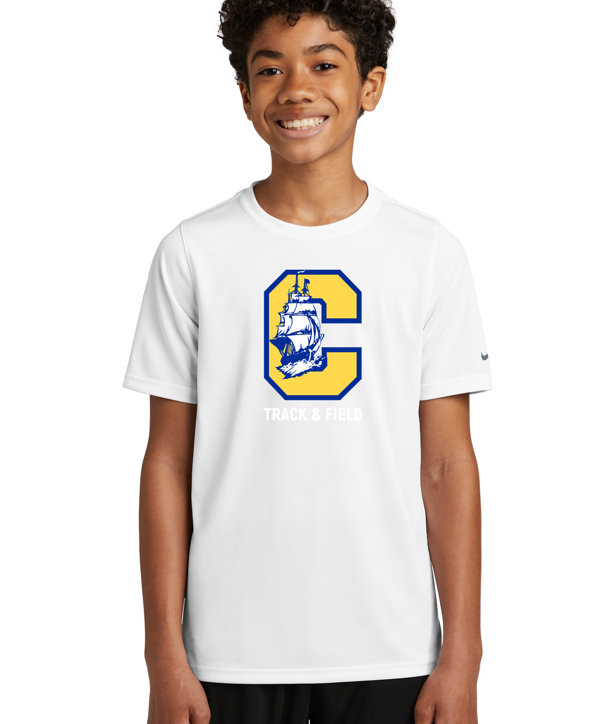 Clearview High School track_field - White Nike Youth Swoosh Sleeve rLegend Tee NKDX8787