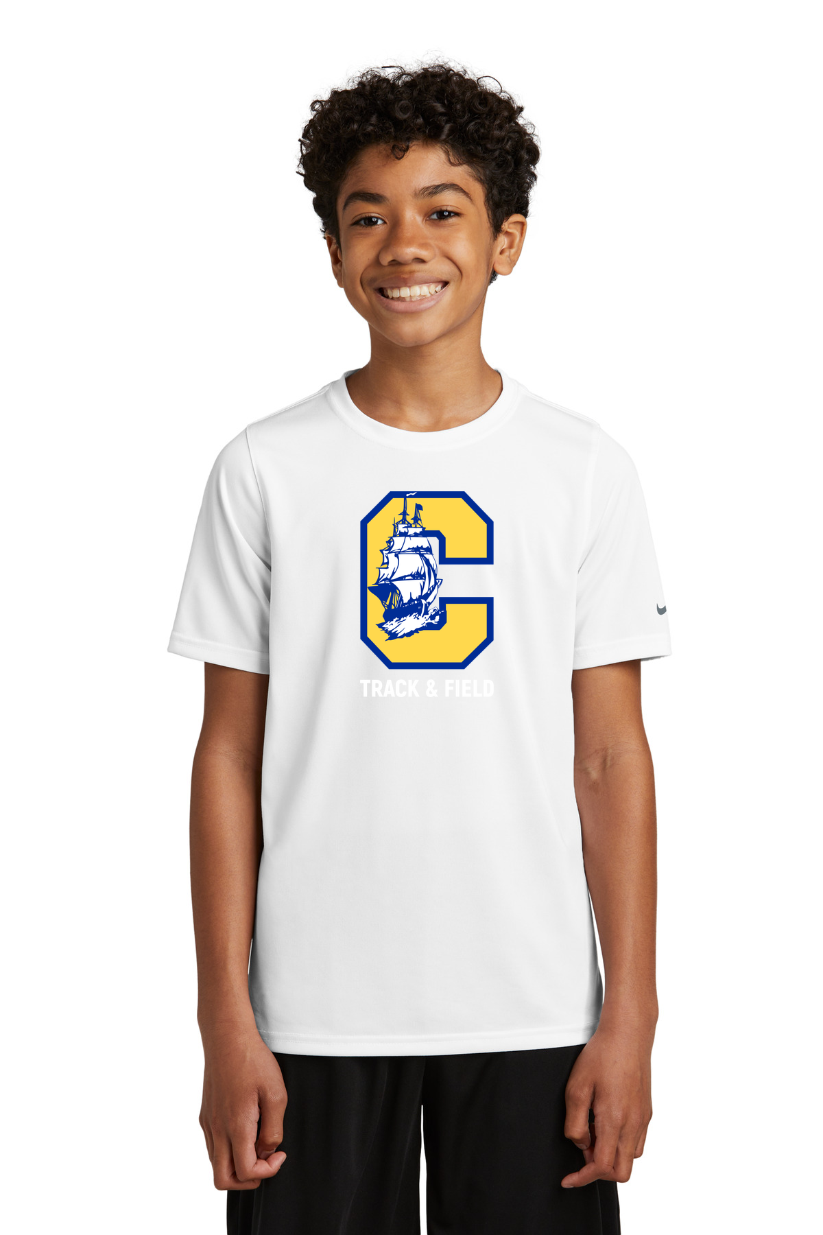 Clearview High School track_field - White Nike Youth Swoosh Sleeve rLegend Tee NKDX8787