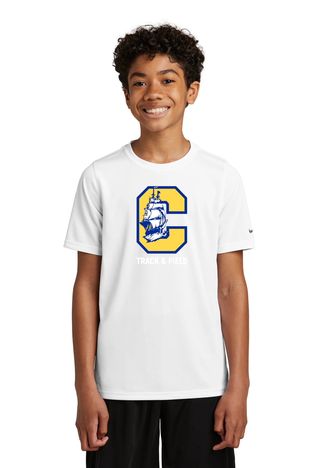 Clearview High School track_field - White Nike Youth Swoosh Sleeve rLegend Tee NKDX8787