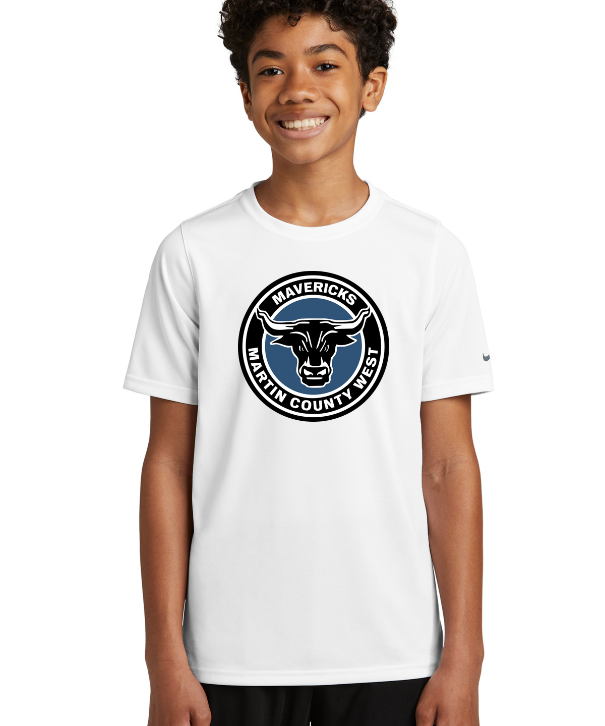 Martin County West Football - White Nike Youth Swoosh Sleeve rLegend Tee NKDX8787