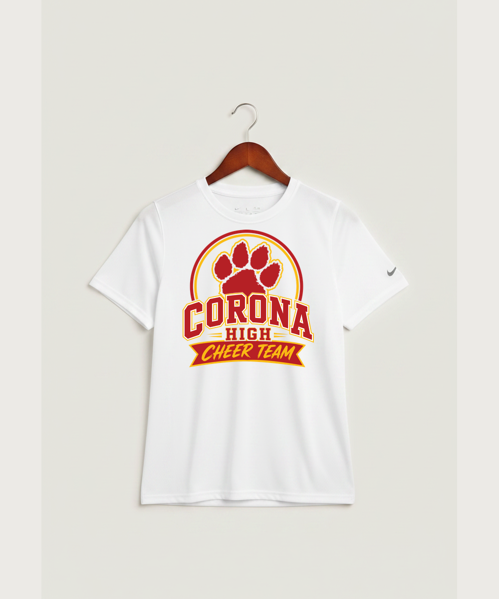 Corona Senior High School Cheer - White Nike Youth Swoosh Sleeve rLegend Tee NKDX8787