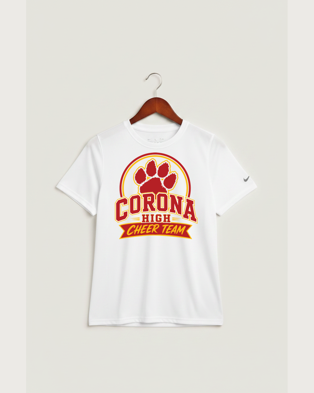 Corona Senior High School Cheer - White Nike Youth Swoosh Sleeve rLegend Tee NKDX8787