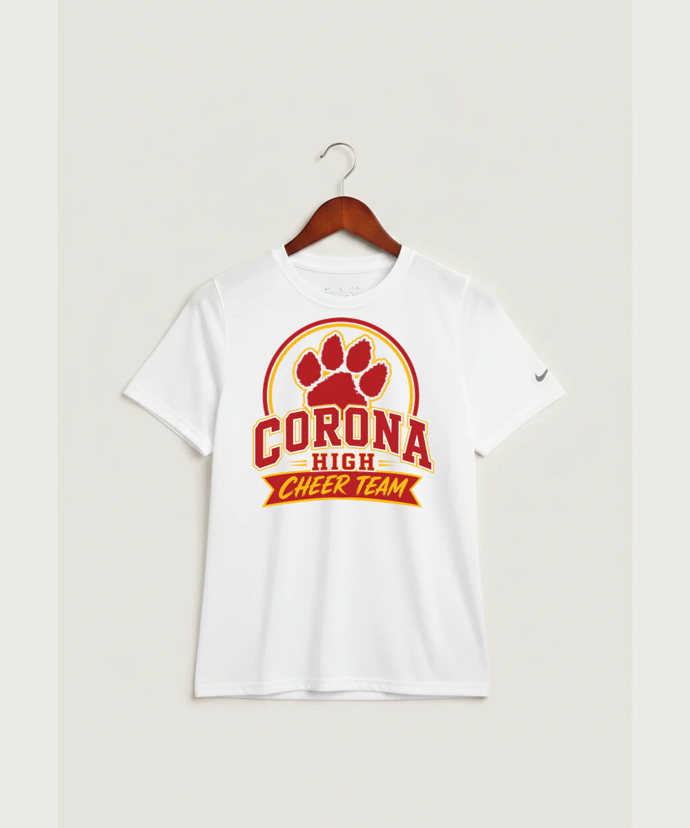 Corona Senior High School Cheer - White Nike Youth Swoosh Sleeve rLegend Tee NKDX8787