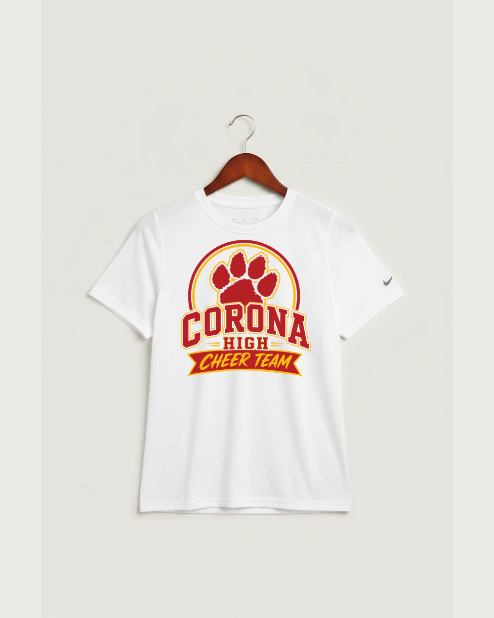 Corona Senior High School Cheer - White Nike Youth Swoosh Sleeve rLegend Tee NKDX8787