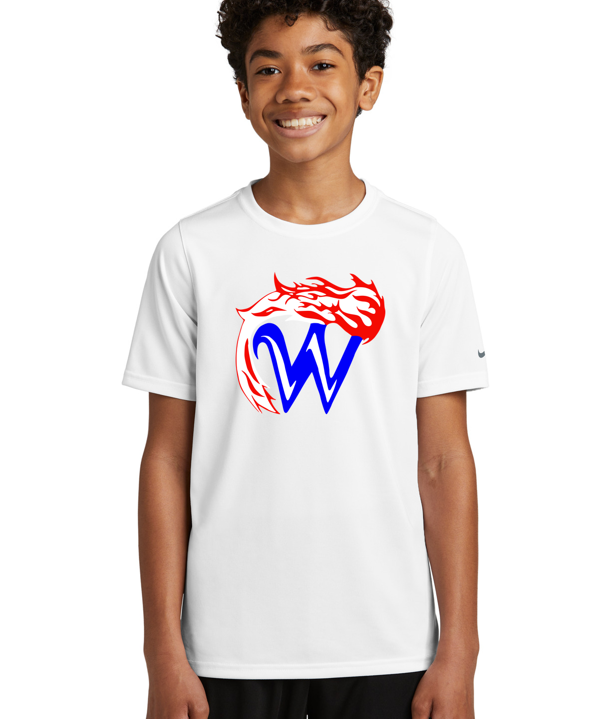 Waupaca High School football_boys - White Nike Youth Swoosh Sleeve rLegend Tee NKDX8787