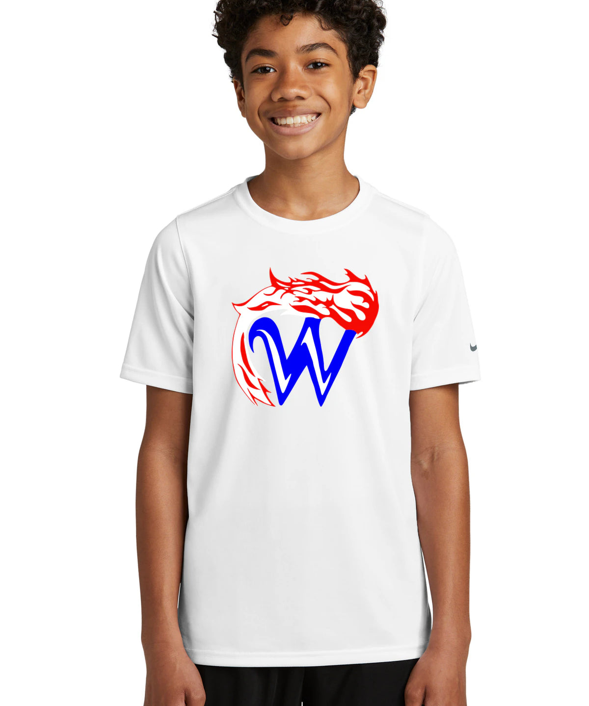 Waupaca High School football_boys - White Nike Youth Swoosh Sleeve rLegend Tee NKDX8787