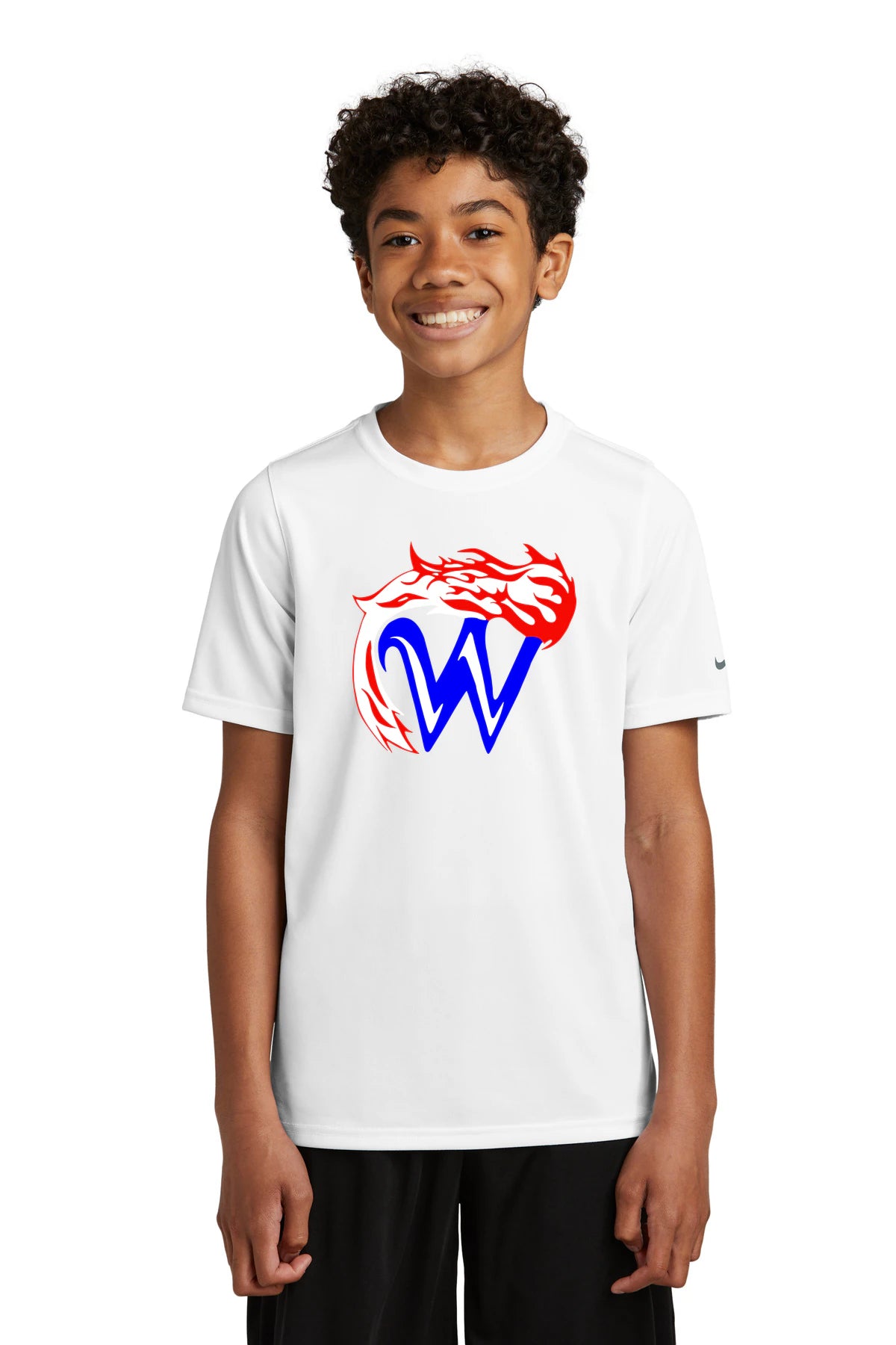 Waupaca High School football_boys - White Nike Youth Swoosh Sleeve rLegend Tee NKDX8787