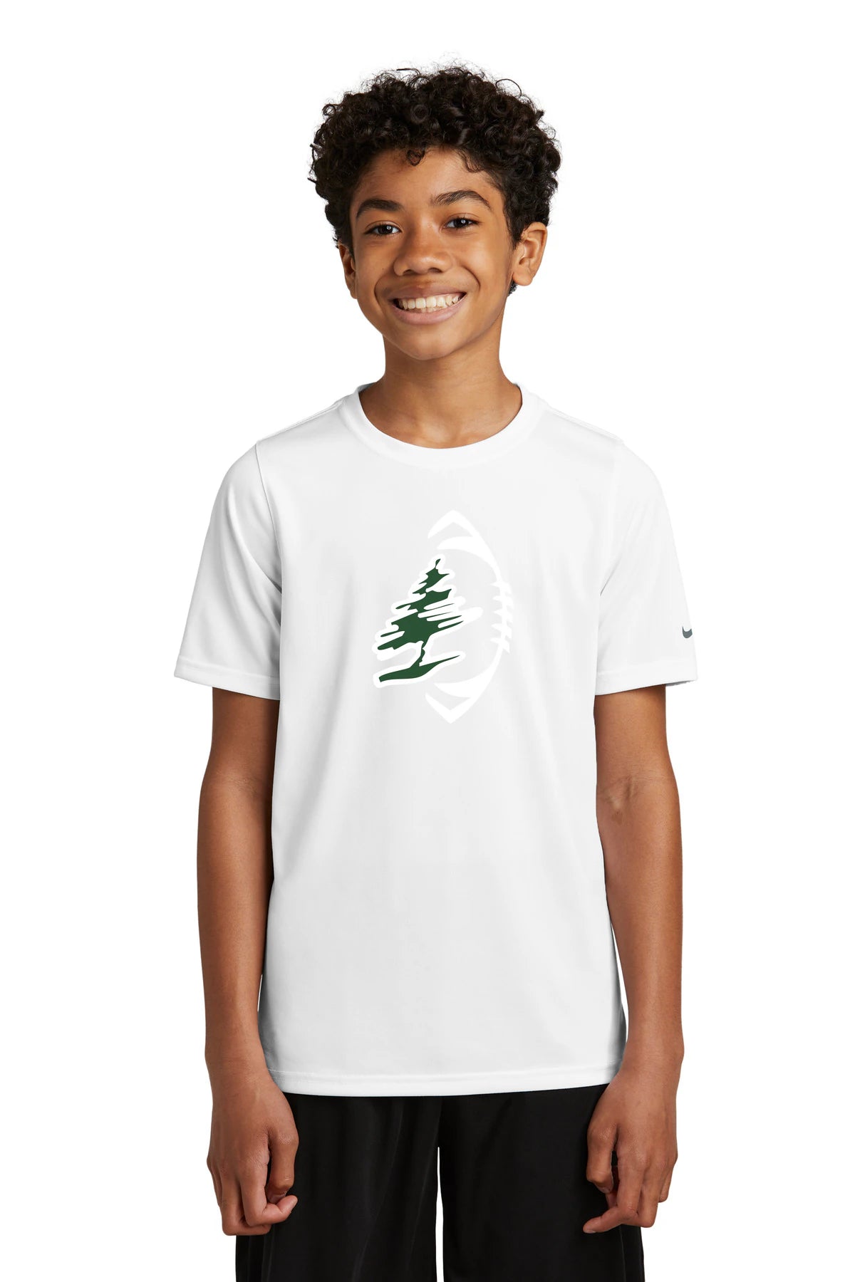 DC Everest Middle School Football — example store - White Nike Youth Swoosh Sleeve rLegend Tee NKDX8787