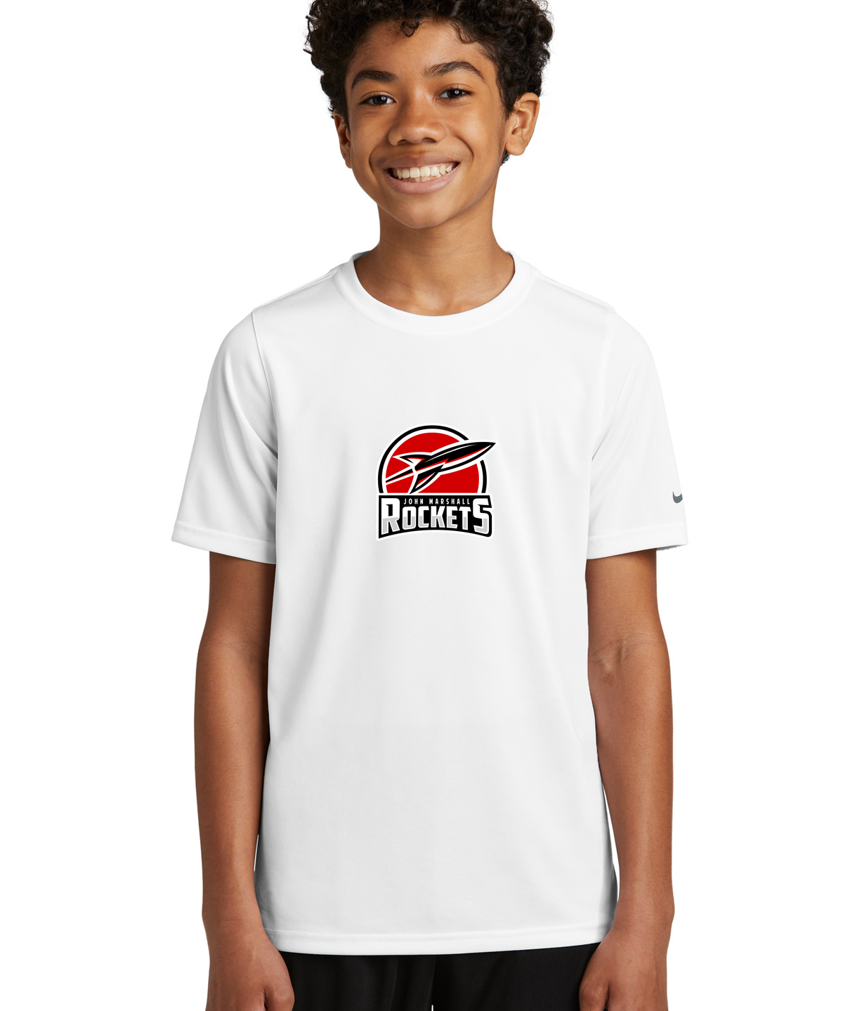 John Marshall Swim Dive - White Nike Youth Swoosh Sleeve rLegend Tee NKDX8787