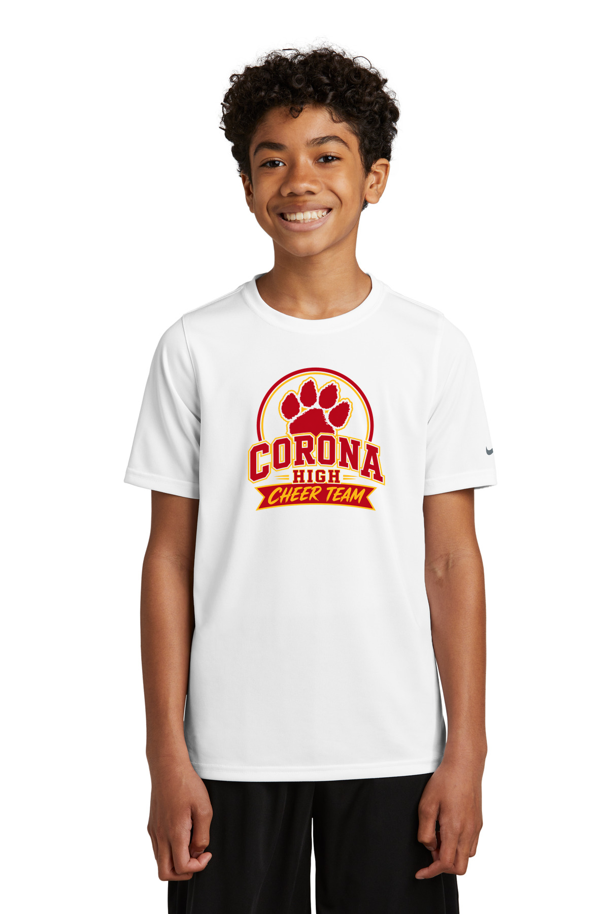 Corona Senior High School Cheer - White Nike Youth Swoosh Sleeve rLegend Tee NKDX8787