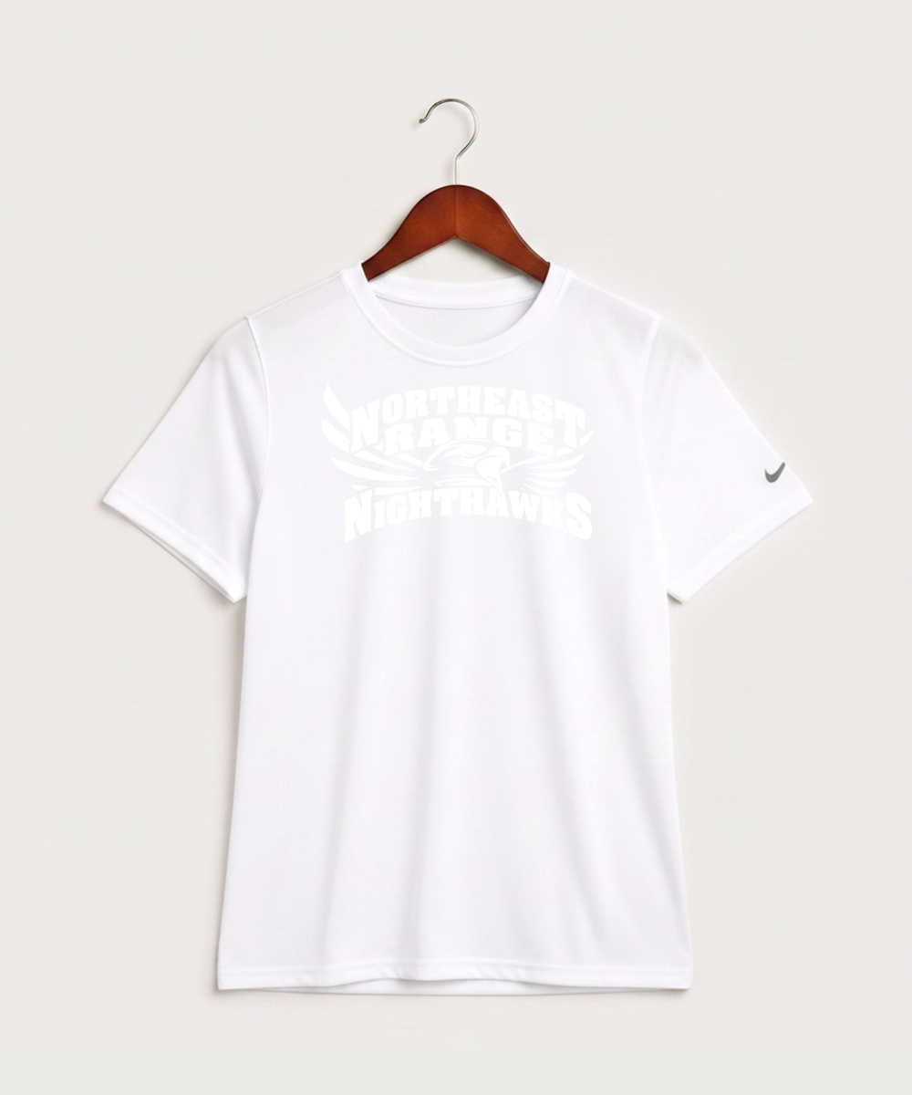 Northeast Range High School Volleyball (Girls) - White Nike Youth Swoosh Sleeve rLegend Tee NKDX8787