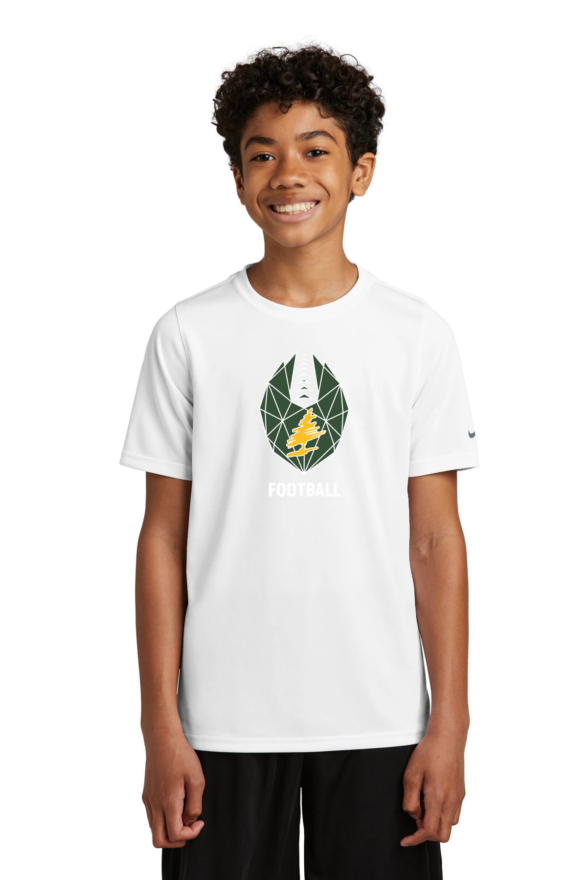DC Everest Middle School Football — example store - White Nike Youth Swoosh Sleeve rLegend Tee NKDX8787
