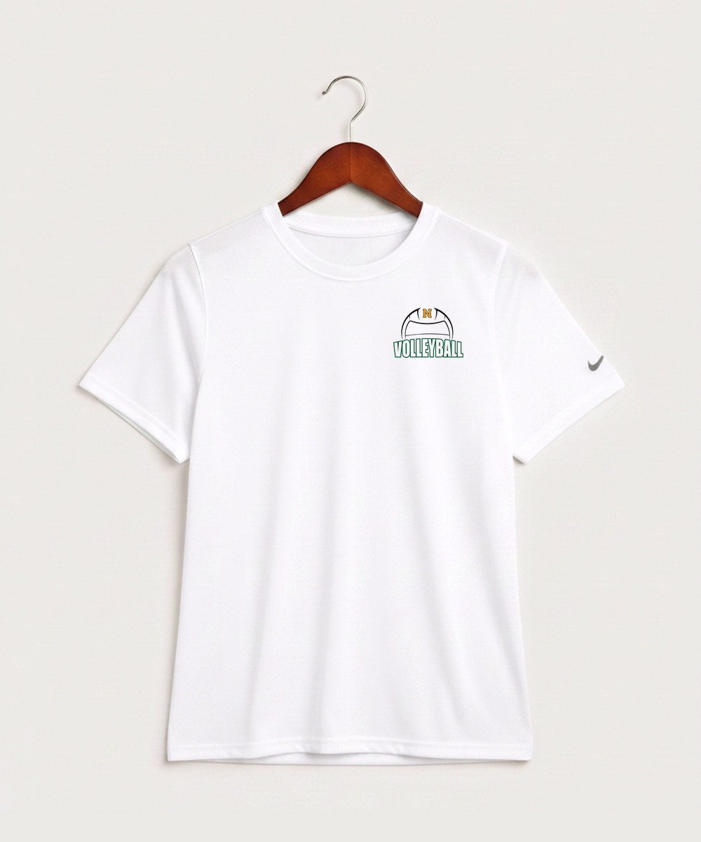 Nevis High School Volleyball (Girls) - White Nike Youth Swoosh Sleeve rLegend Tee NKDX8787