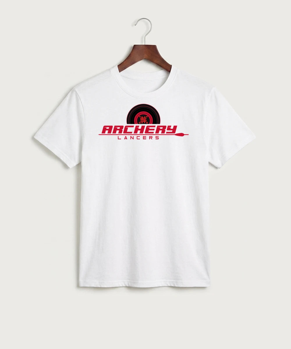 Lancer Archer Club Archery Team Store - White Port & Co Core Cotton Tee. PC54