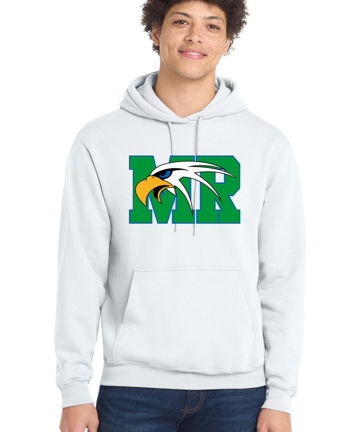 Maple River High School hockey_boys - White Port & Co Core Fleece Pullover Hooded Sweatshirt. PC78H