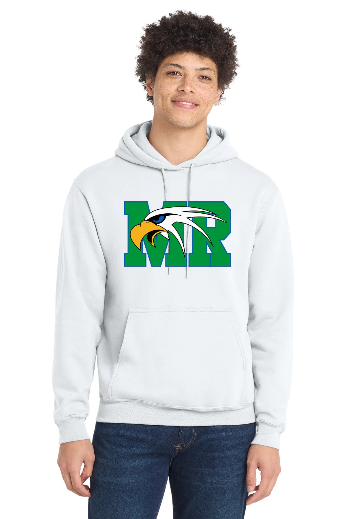 Maple River High School hockey_boys - White Port & Co Core Fleece Pullover Hooded Sweatshirt. PC78H