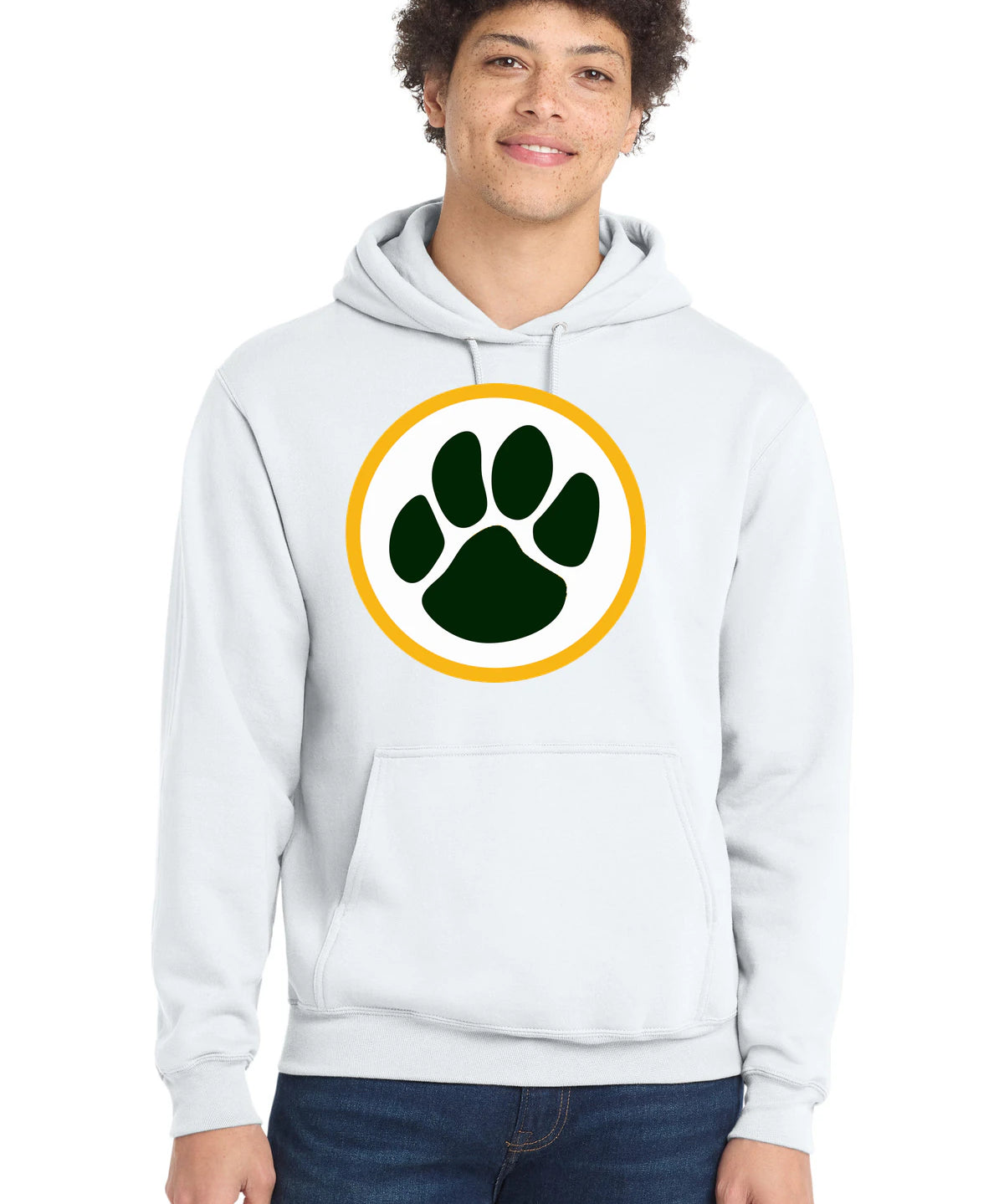 Ashwaubenon High School Football (Boys) - White Port & Co Core Fleece Pullover Hooded Sweatshirt. PC78H