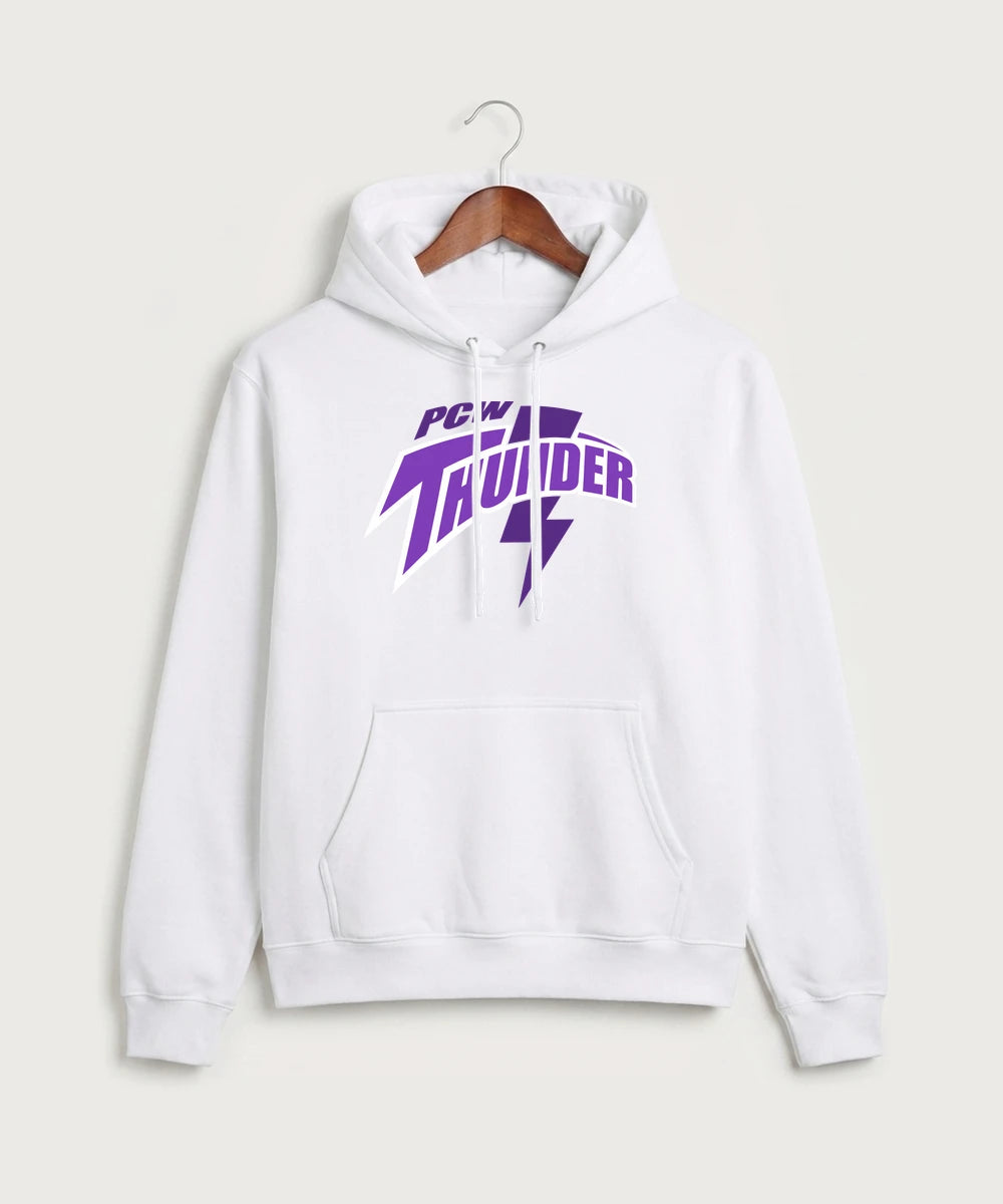 Polk County West Football (Boys) - White Port & Co Core Fleece Pullover Hooded Sweatshirt. PC78H