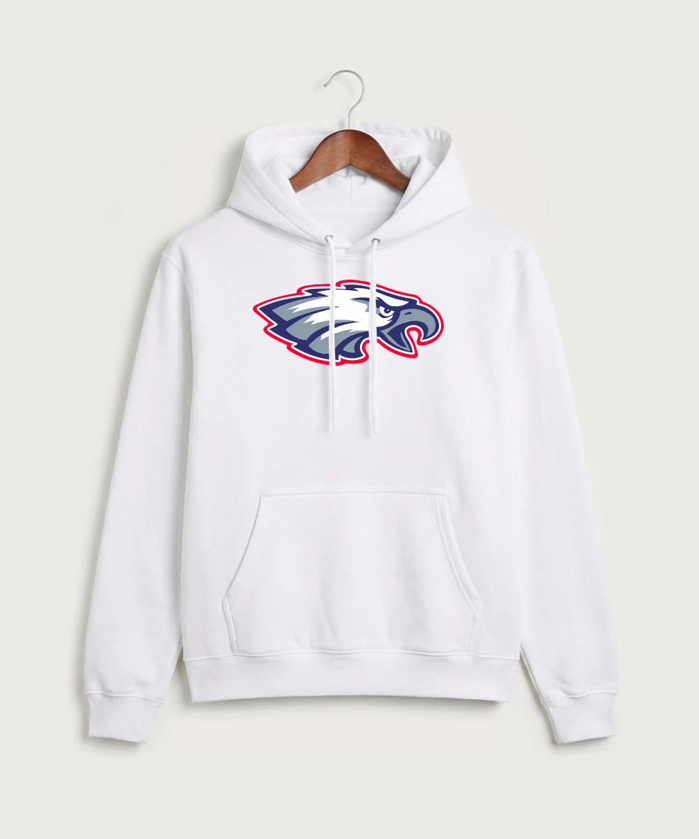 Pequot Lakes High School Football (Boys) - White Port & Co Core Fleece Pullover Hooded Sweatshirt. PC78H