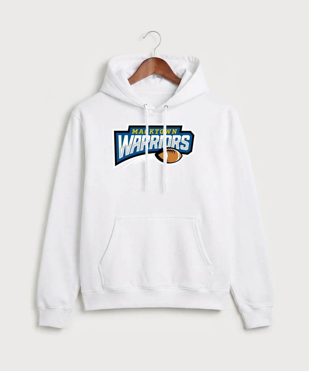 Macktown Warriors Football (Boys) - White Port & Co Core Fleece Pullover Hooded Sweatshirt. PC78H
