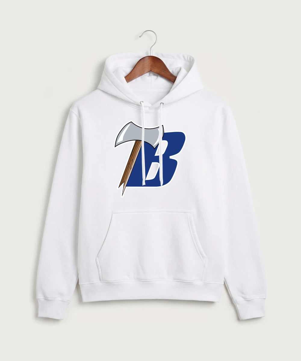 Bemidji High School Football (Boys) - White Port & Co Core Fleece Pullover Hooded Sweatshirt. PC78H