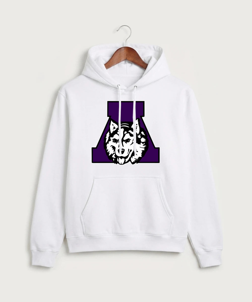 Albany High School Football (Boys) - White Port & Co Core Fleece Pullover Hooded Sweatshirt. PC78H