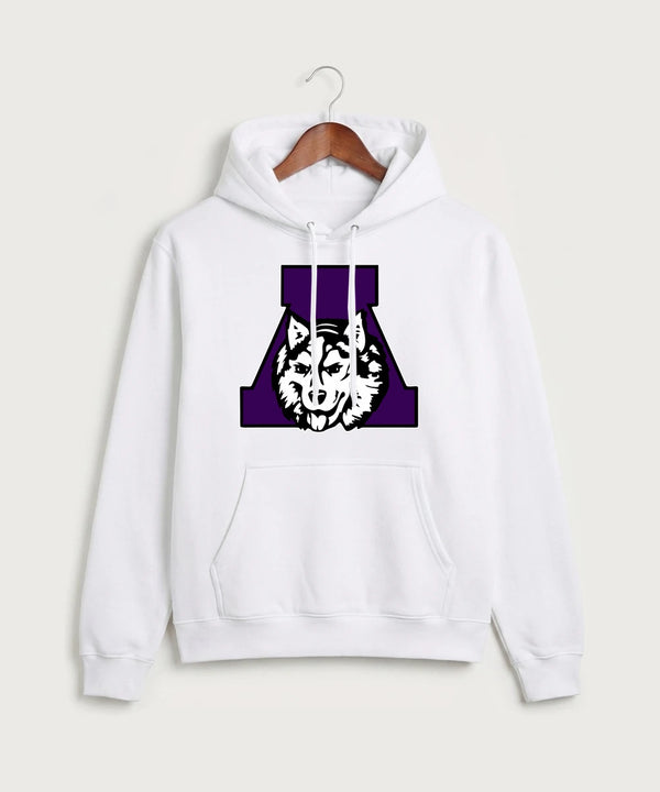 Albany High School Football (Boys) - White Port & Co Core Fleece Pullover Hooded Sweatshirt. PC78H