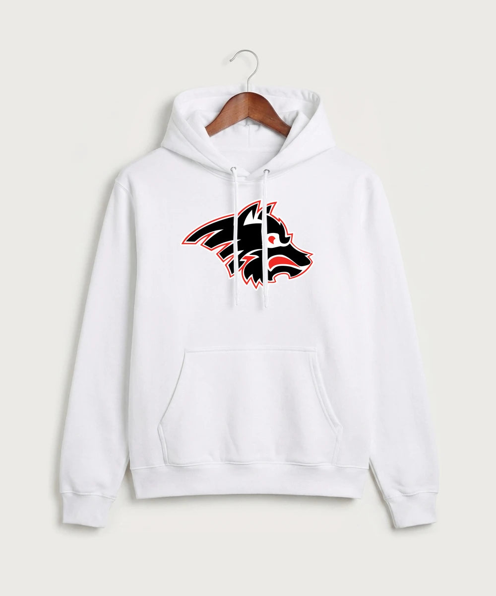 Milaca High School Football (Boys) - White Port & Co Core Fleece Pullover Hooded Sweatshirt. PC78H