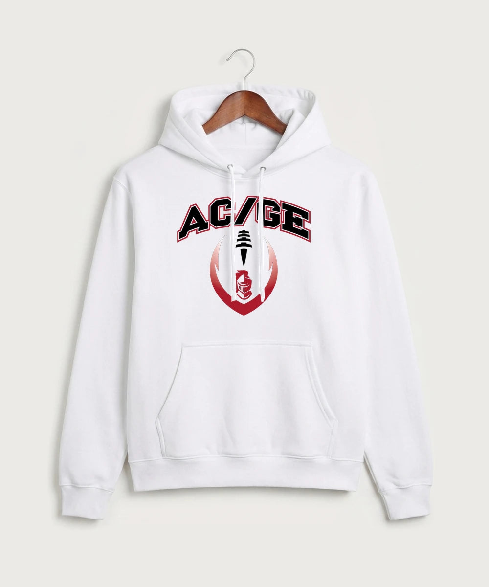 Alden-Conger-Glenville Emmons High School Football (Boys) - White Port & Co Core Fleece Pullover Hooded Sweatshirt. PC78H