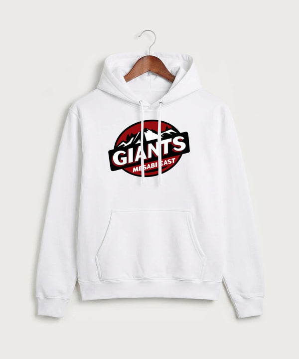 Mesabi East High School Football (Boys) - White Port & Co Core Fleece Pullover Hooded Sweatshirt. PC78H