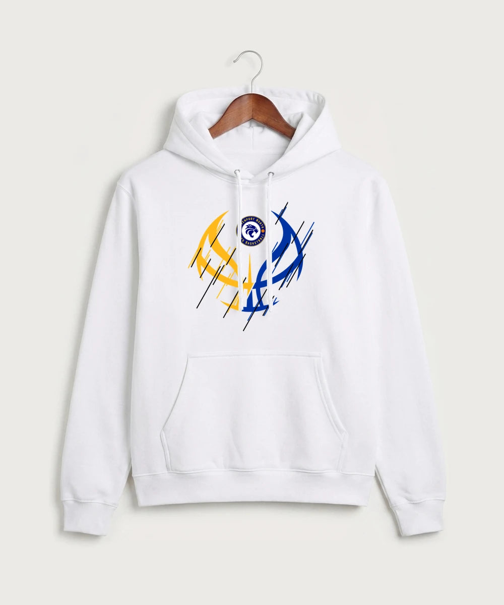 Davenport North High School Basketball Team Store - White Port & Co Core Fleece Pullover Hooded Sweatshirt. PC78H
