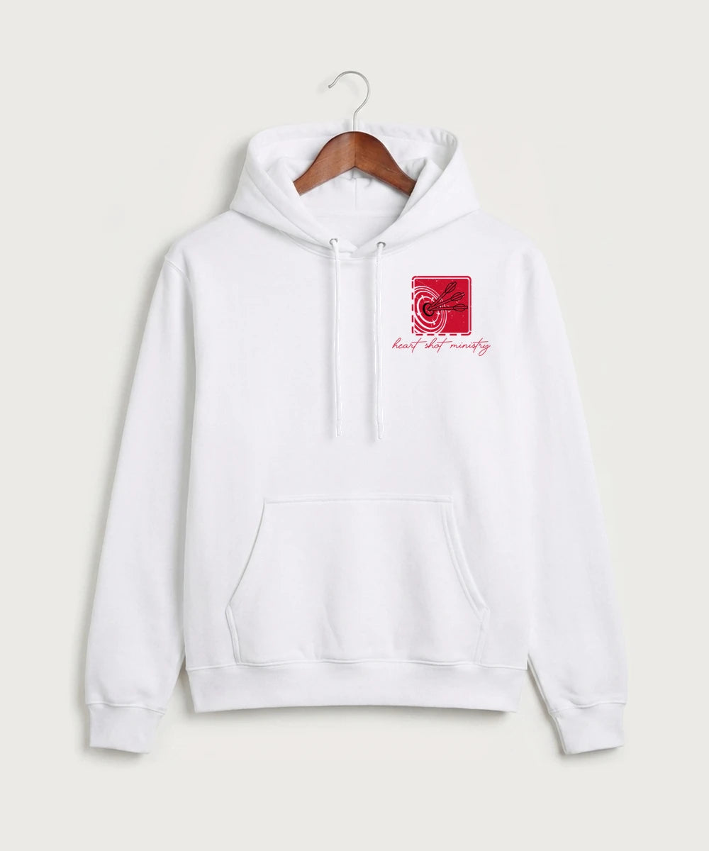 Heart Shot Ministry Archery Team Store - White Port & Co Core Fleece Pullover Hooded Sweatshirt. PC78H