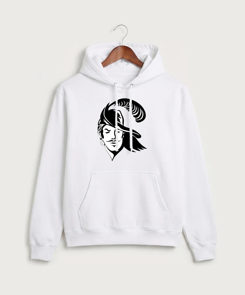 Border West Football (Boys) - White Port & Co Core Fleece Pullover Hooded Sweatshirt. PC78H