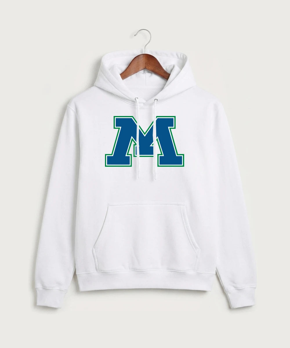 Minnewaska Area High School Football (Boys) - White Port & Co Core Fleece Pullover Hooded Sweatshirt. PC78H