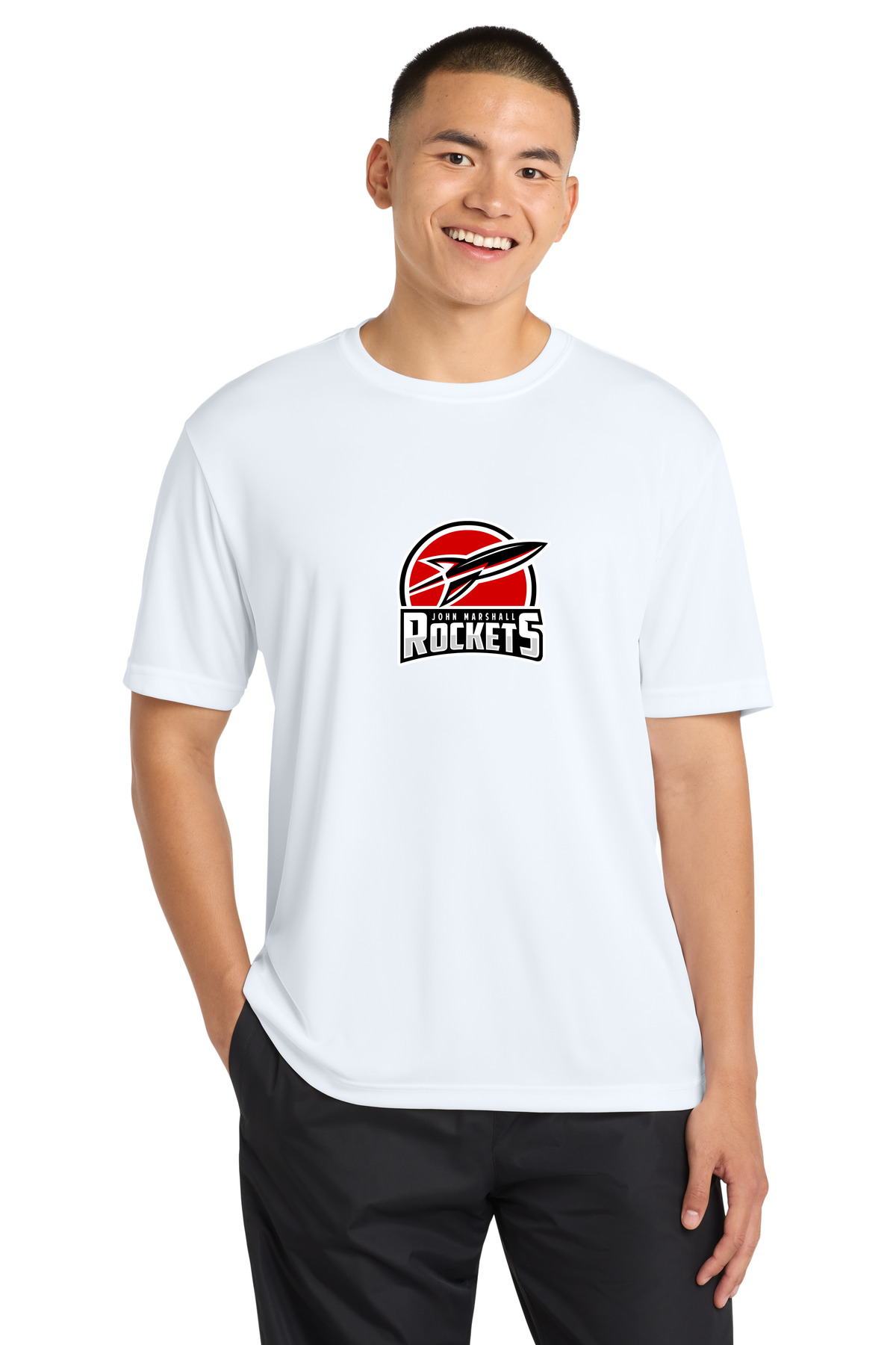 John Marshall Swim Dive - White Sport-Tek PosiCharge Competitor Tee. ST350